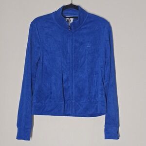 Juicy by Juicy Couture Full Zip Jacket Blue L Y2K Retro Hip Hop Track Style